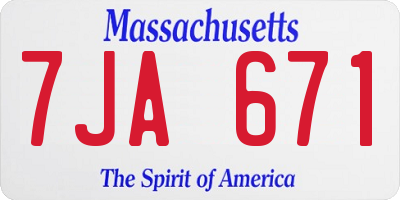 MA license plate 7JA671