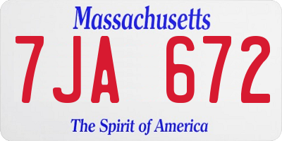 MA license plate 7JA672