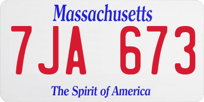 MA license plate 7JA673