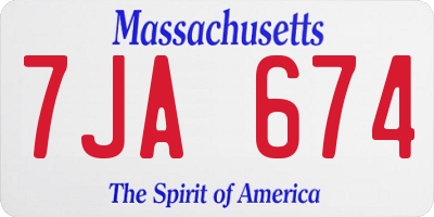 MA license plate 7JA674