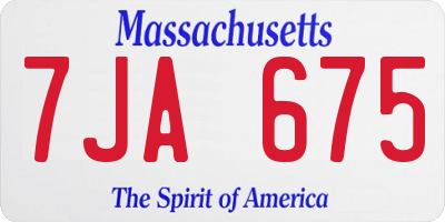 MA license plate 7JA675