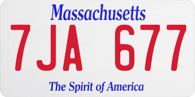 MA license plate 7JA677
