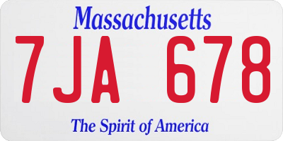 MA license plate 7JA678