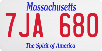 MA license plate 7JA680