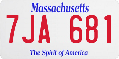 MA license plate 7JA681