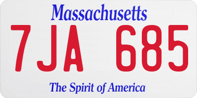 MA license plate 7JA685