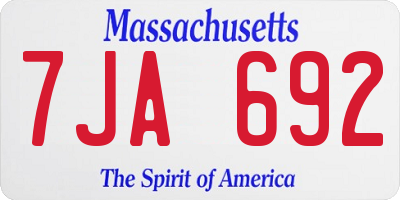 MA license plate 7JA692