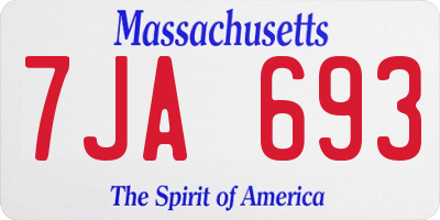 MA license plate 7JA693