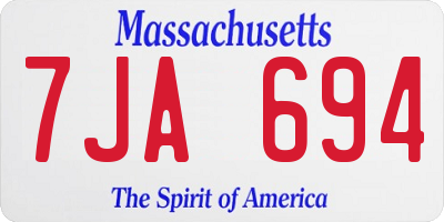 MA license plate 7JA694