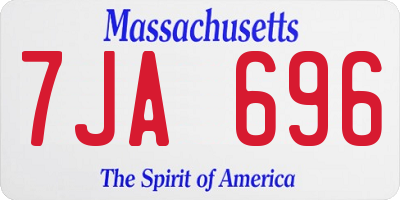 MA license plate 7JA696