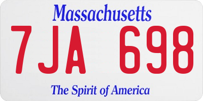 MA license plate 7JA698