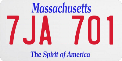 MA license plate 7JA701
