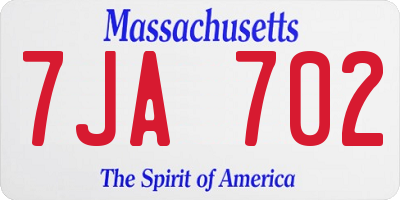 MA license plate 7JA702