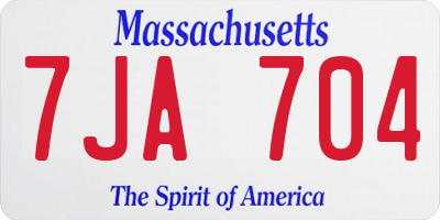 MA license plate 7JA704