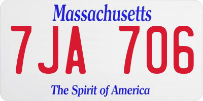 MA license plate 7JA706