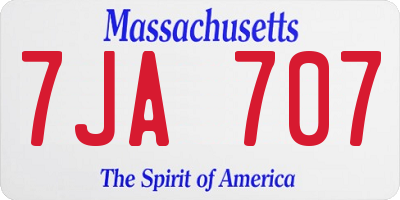 MA license plate 7JA707