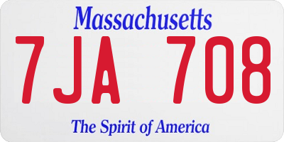 MA license plate 7JA708