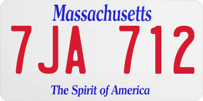 MA license plate 7JA712