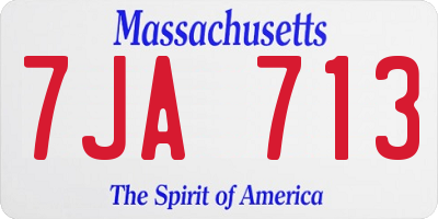 MA license plate 7JA713