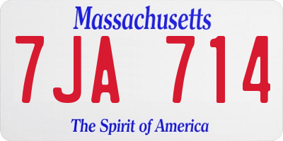 MA license plate 7JA714