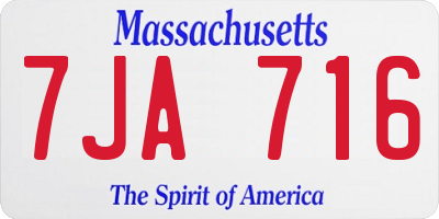 MA license plate 7JA716