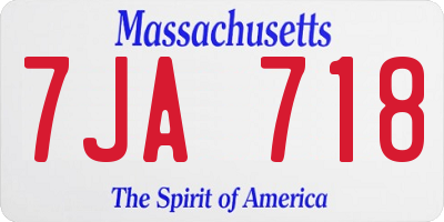 MA license plate 7JA718