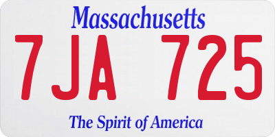 MA license plate 7JA725
