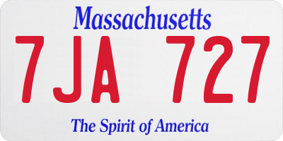 MA license plate 7JA727