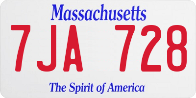 MA license plate 7JA728