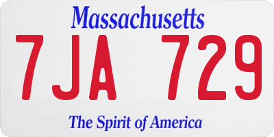 MA license plate 7JA729