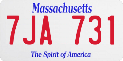 MA license plate 7JA731