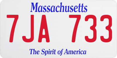 MA license plate 7JA733