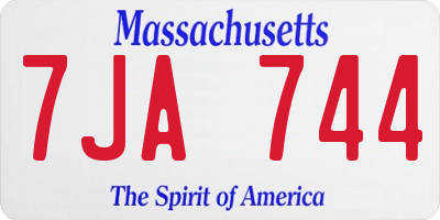 MA license plate 7JA744