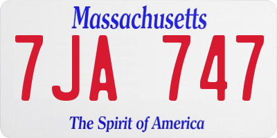 MA license plate 7JA747