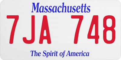 MA license plate 7JA748