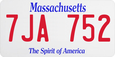 MA license plate 7JA752