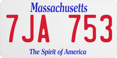 MA license plate 7JA753