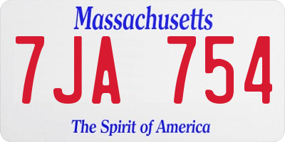 MA license plate 7JA754