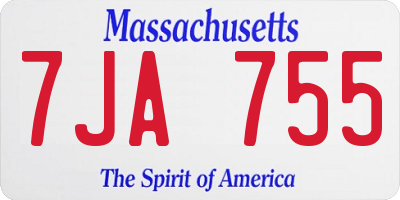 MA license plate 7JA755