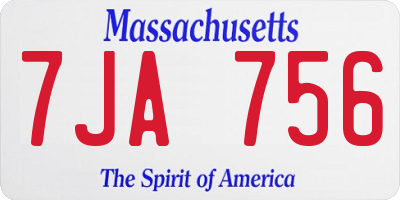 MA license plate 7JA756