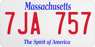 MA license plate 7JA757