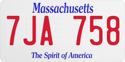 MA license plate 7JA758