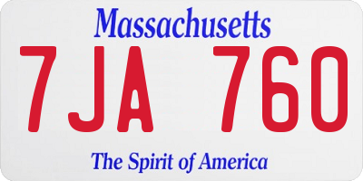 MA license plate 7JA760