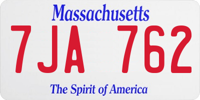 MA license plate 7JA762