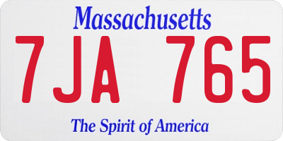 MA license plate 7JA765