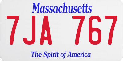 MA license plate 7JA767