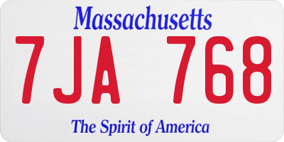 MA license plate 7JA768