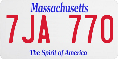 MA license plate 7JA770