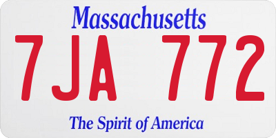 MA license plate 7JA772