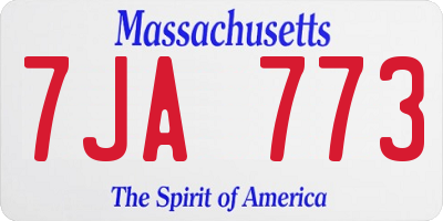 MA license plate 7JA773